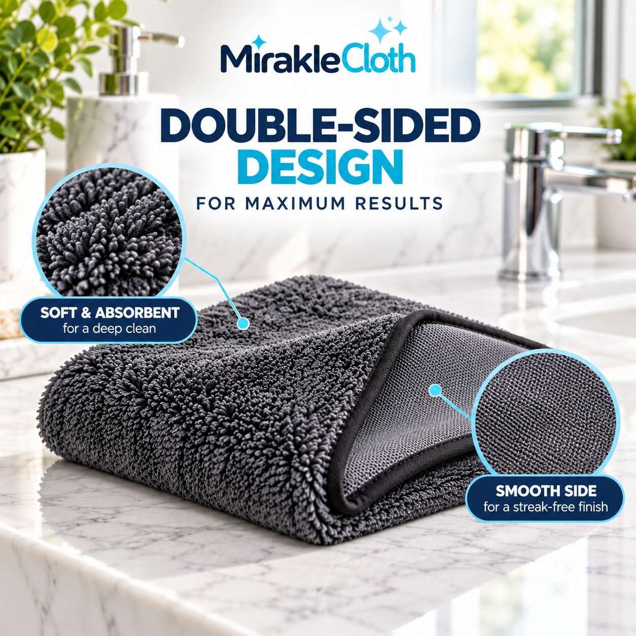Mirakle Cloth™ – The XXL Streak-Free Cleaning Cloth ((24x16 Inches)