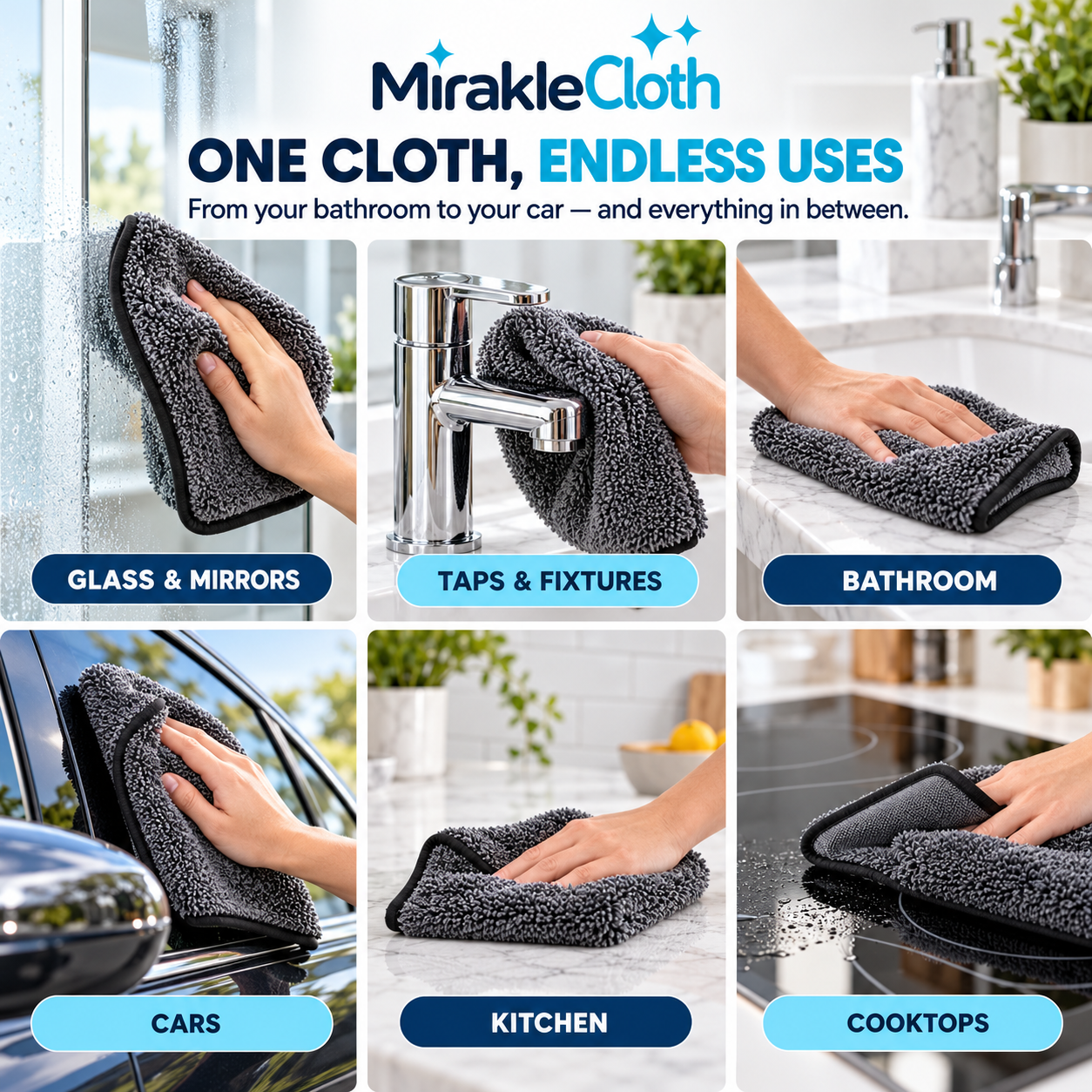 Mirakle Cloth™ – The XXL Streak-Free Cleaning Cloth ((24x16 Inches)