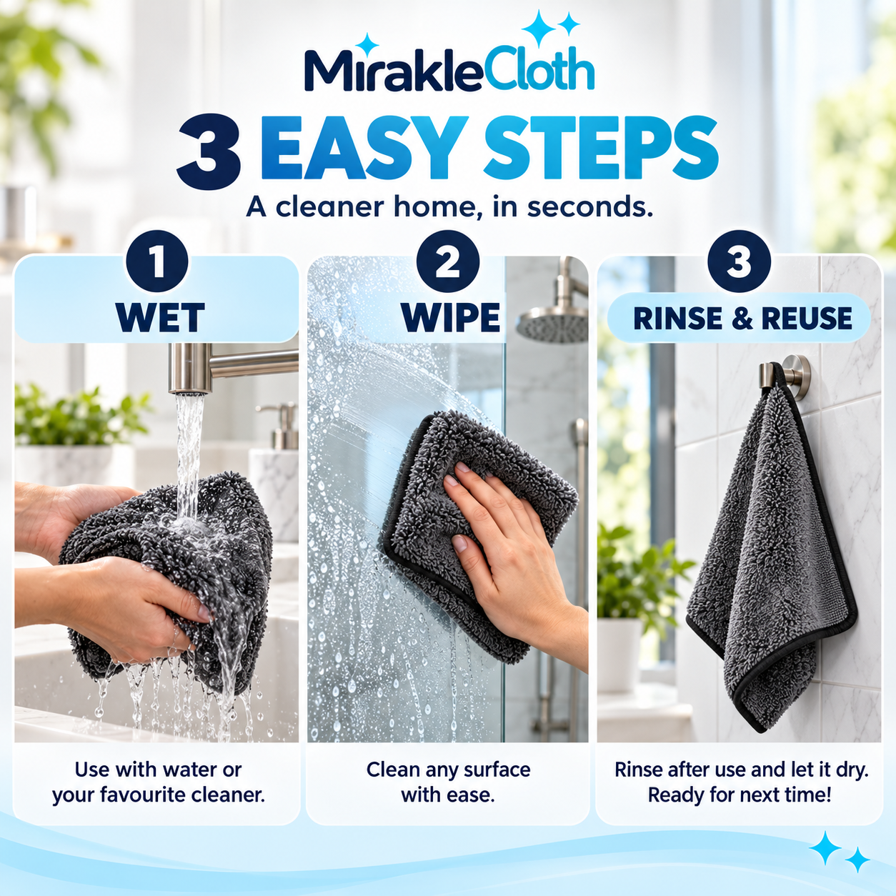Mirakle Cloth™ – The XXL Streak-Free Cleaning Cloth ((24x16 Inches)