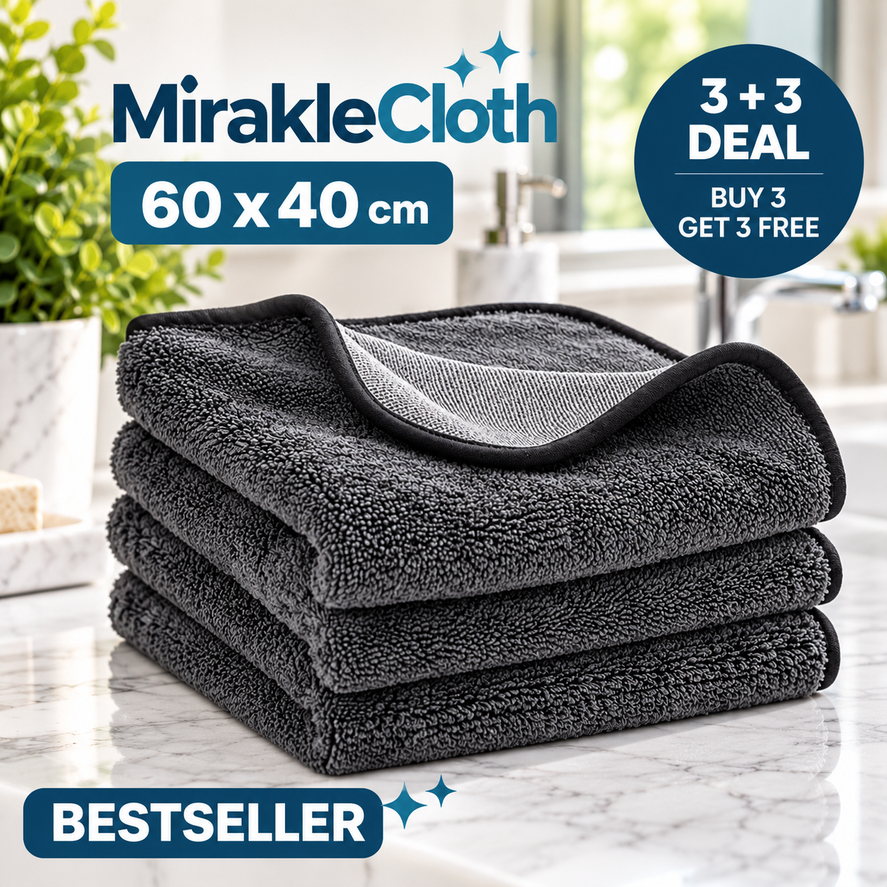 Mirakle Cloth™ – The XXL Streak-Free Cleaning Cloth ((24x16 Inches)